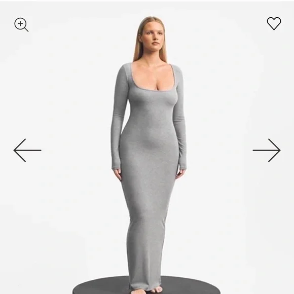 SKIMS Gray Long Sleeve Maxi Dress - Picture 2 of 9